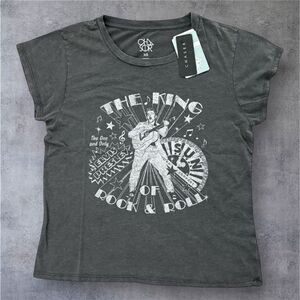 Chaser Elvis Presley Graphic Tee XS Black Vintage Wash Band T Shirt NWT